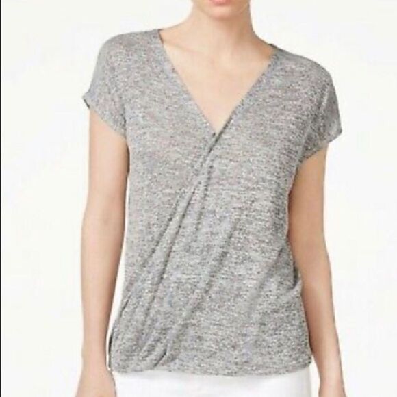 Rachel Roy blush faux wrap cap sleeve knit shirt - Picture 1 of 8